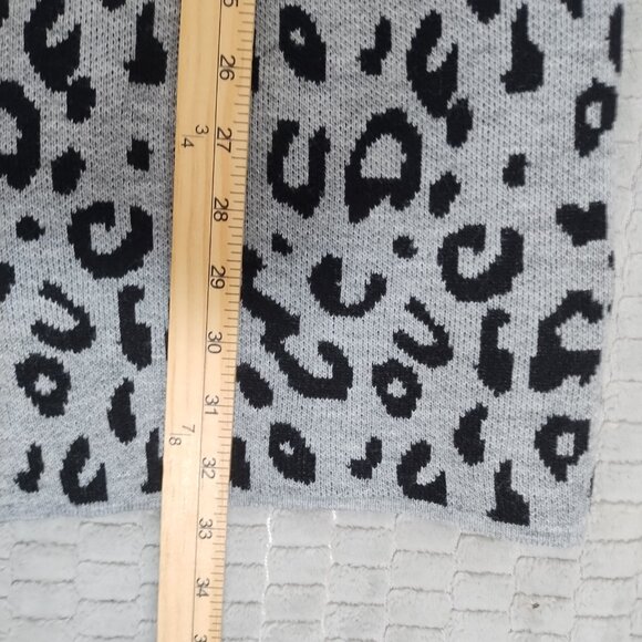Anne Klein Gray Leopard Print Longline Blazer Sweater-Faux Double Breasted-Sz M - Picture 10 of 12